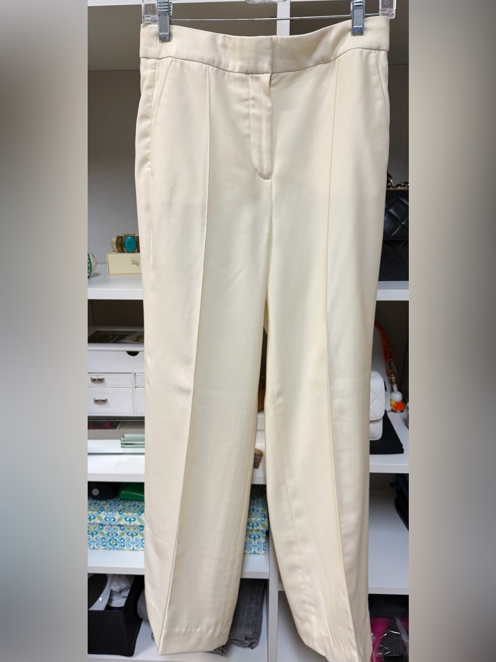 J. Crew Cream Tailored Wide-Leg Wool Trousers
